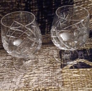 4/$80 Pinwheel Crystal Brandy Snifters Glassware - Set of 2